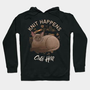 Knit Happens, Cats Help - Burmese Chocolate Cat Hoodie